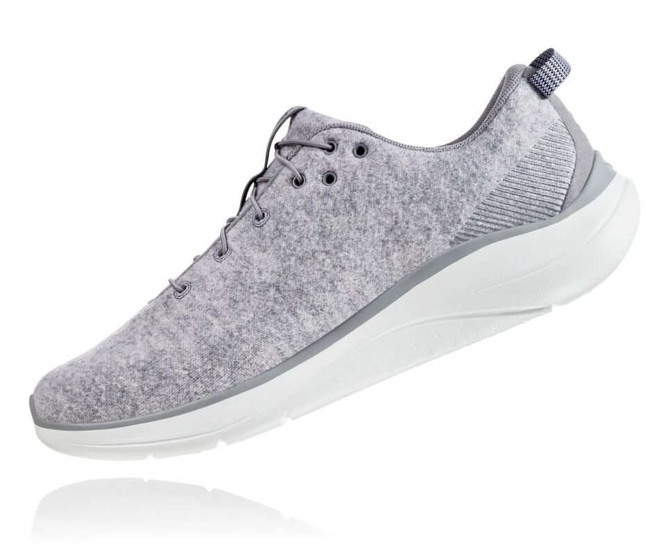 Hoka One One Hupana Flow Wool Stabila Löparskor Herr Lunar Rock / Drizzle | 14LJIRXVS