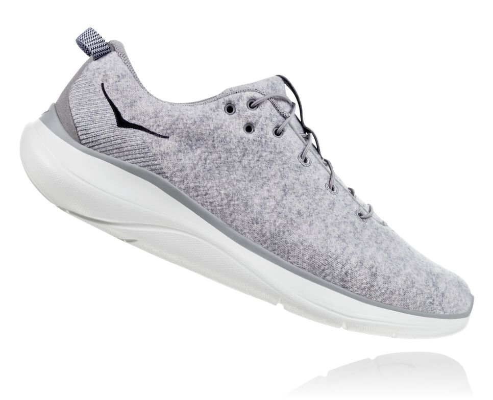 Hoka One One Hupana Flow Wool Stabila Löparskor Herr Lunar Rock / Drizzle | 14LJIRXVS