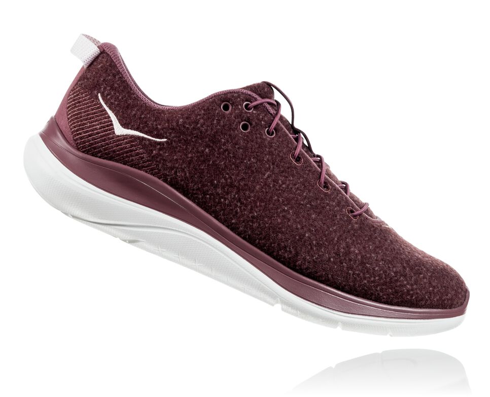 Hoka One One Hupana Flow Wool Stabila Löparskor Dam Rosa Bruna | 63HFEOKGP