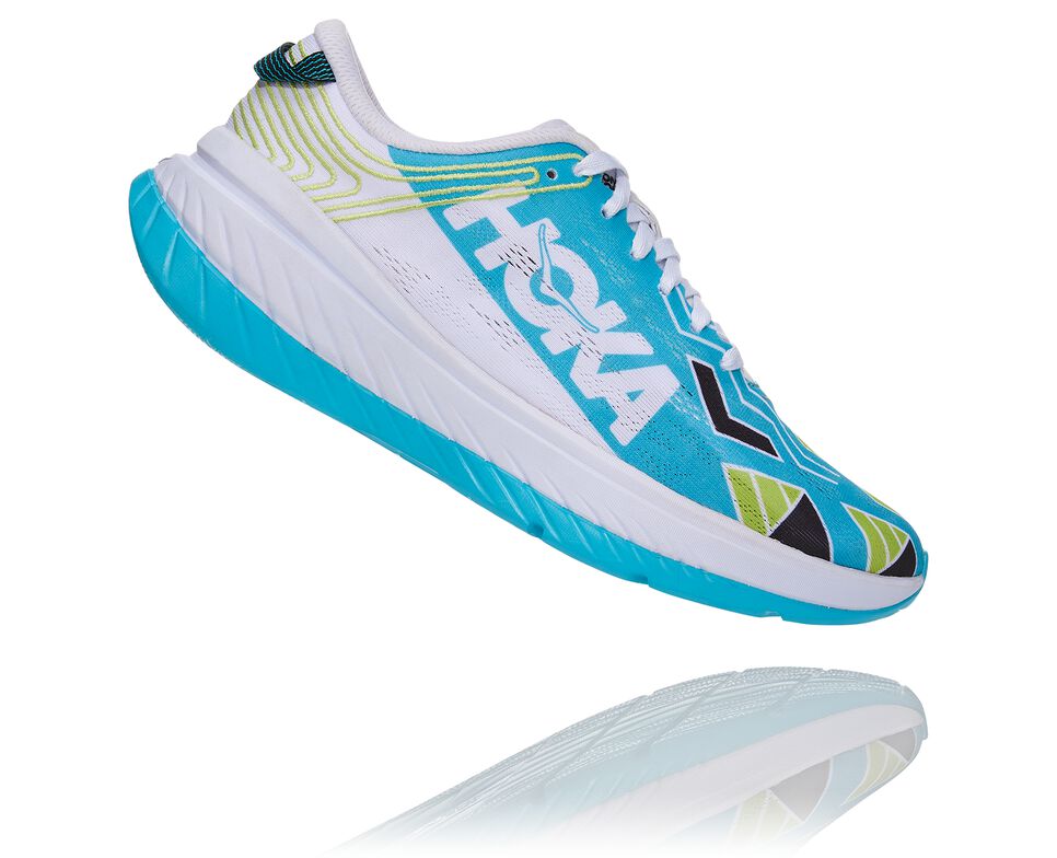 Hoka One One Ironman Kona Carbon X Stabila Löparskor Unisex Blå Vita | 81EJMCZWY