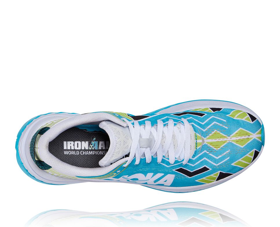 Hoka One One Ironman Kona Carbon X Stabila Löparskor Unisex Blå Vita | 81EJMCZWY