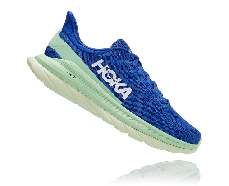 Hoka One One Mach 4 Stabila Löparskor Herr Blå Gröna | 83XWDJFEG