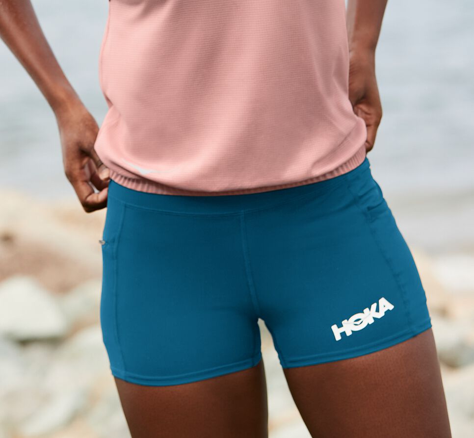 Hoka One One Performance Knit 3" Korta Shorts Dam Blå | 52GSXHKOF