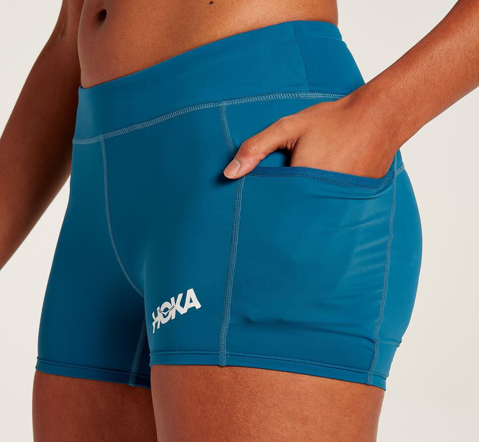 Hoka One One Performance Knit 3" Korta Shorts Dam Blå | 52GSXHKOF