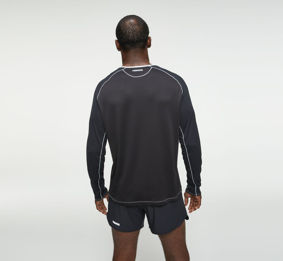 Hoka One One Performance Long Sleeve T-shirt Herr Blå Svarta | 20HPTZLQM