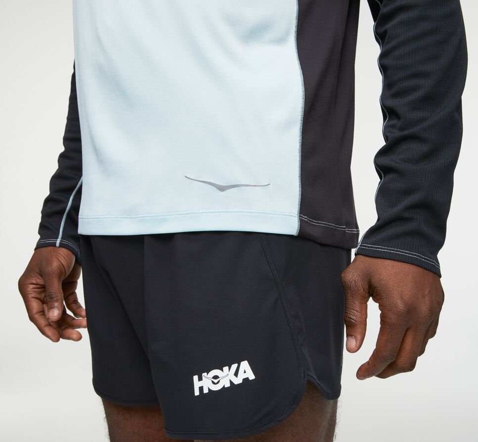 Hoka One One Performance Long Sleeve T-shirt Herr Blå Svarta | 20HPTZLQM