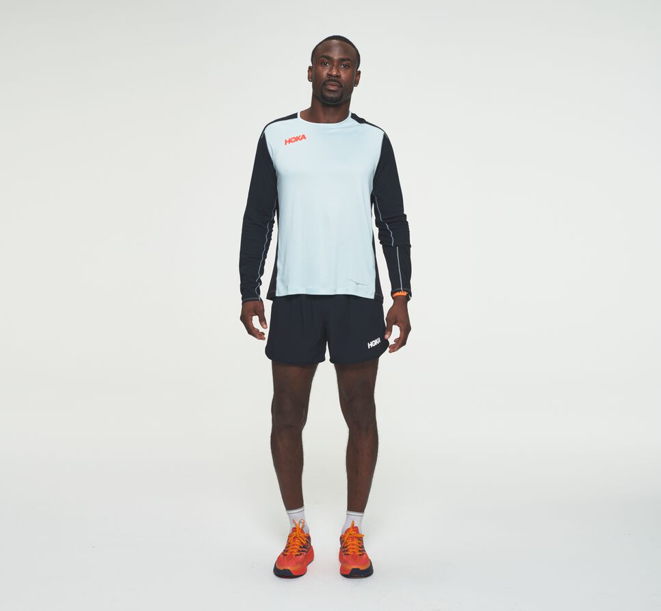 Hoka One One Performance Long Sleeve T-shirt Herr Blå Svarta | 20HPTZLQM