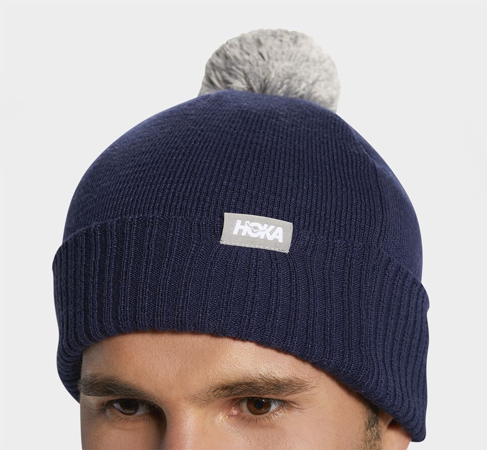 Hoka One One Pom Beanie Hat Unisex Moonlit Ocean | 30BYJFQGL