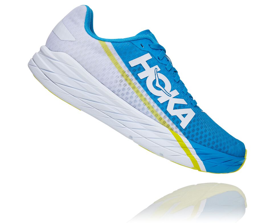 Hoka One One Rocket X Stabila Löparskor Unisex Vita Blå | 15MWAPSHE