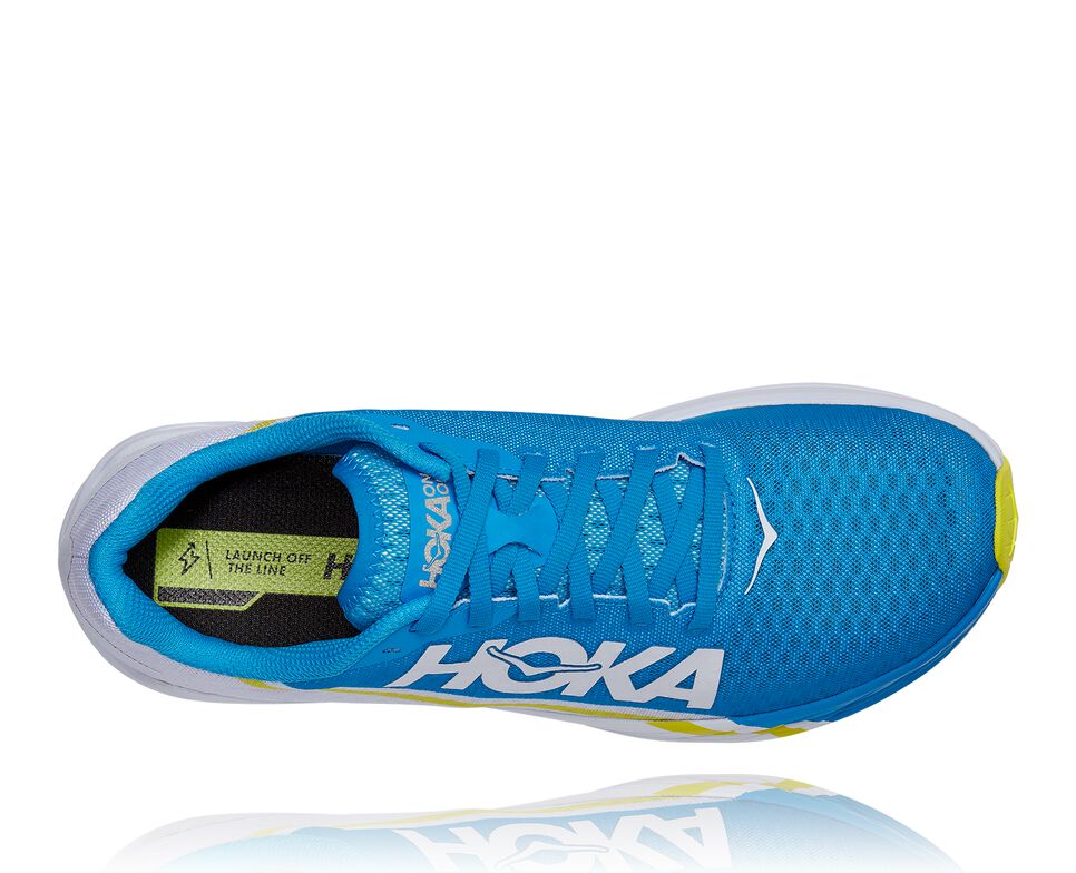 Hoka One One Rocket X Stabila Löparskor Unisex Vita Blå | 15MWAPSHE