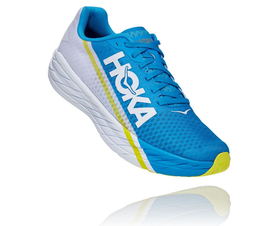 Hoka One One Rocket X Stabila Löparskor Unisex Vita Blå | 15MWAPSHE