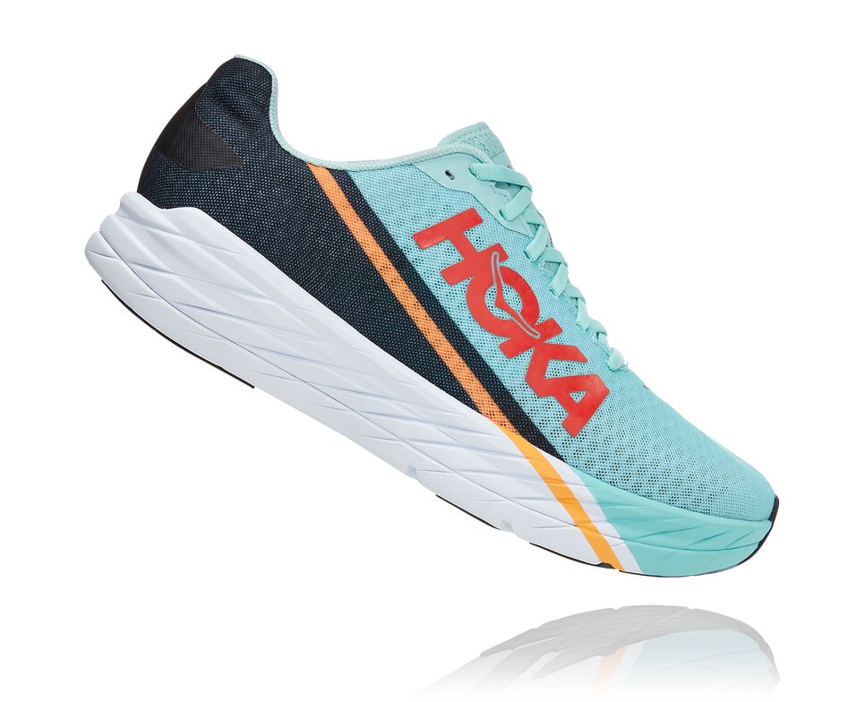 Hoka One One Rocket X Stabila Löparskor Unisex Blå Svarta | 64NUTMCOE