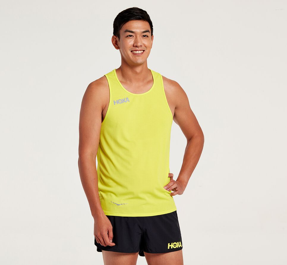 Hoka One One Singlet Löpartopp Herr Citrus | 58WSNHMOG