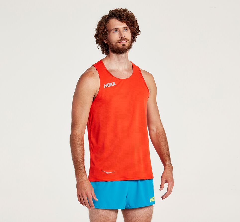 Hoka One One Singlet Löpartopp Herr Fiesta | 70ONQAGHF