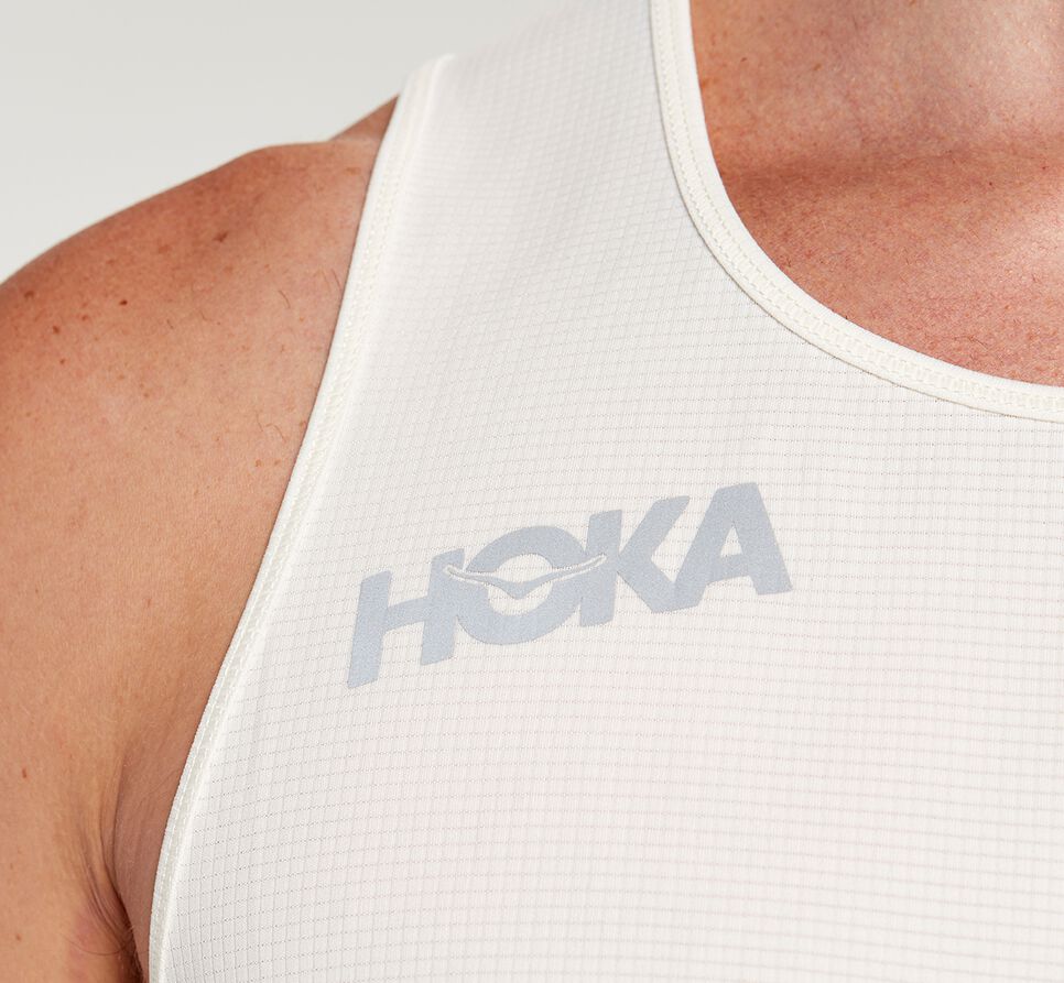 Hoka One One Singlet Löpartopp Herr Vita | 20RKTZHSA