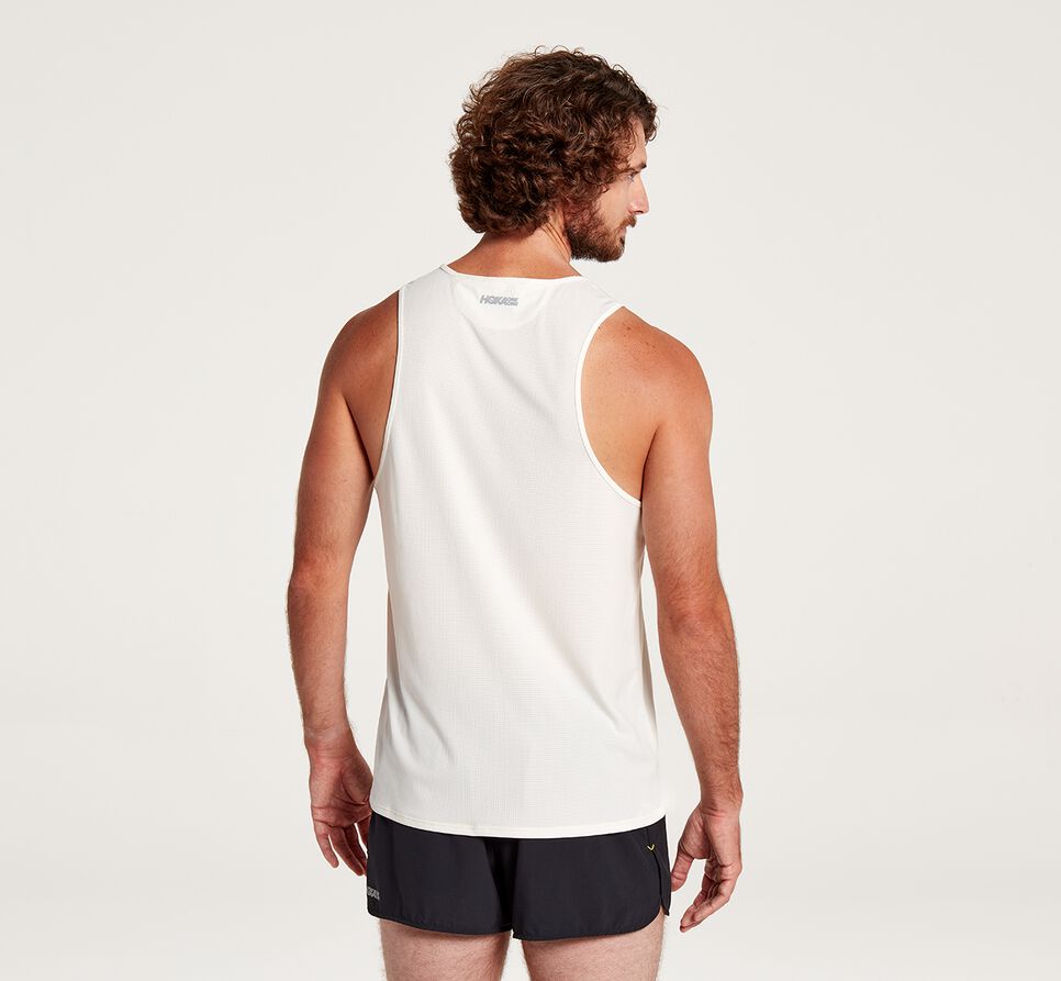 Hoka One One Singlet Löpartopp Herr Vita | 20RKTZHSA