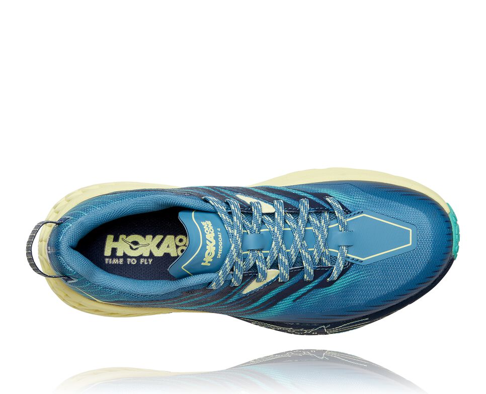 Hoka One One Speedgoat 4 Trail löparskor Dam Blå Gröna | 64OZAHRPJ